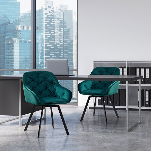 Set Of 2/Set Of 4 Swivel Dining Chairs | Upholstered with Velvet, Arms, Backrest, Metal Legs, Carbon Steel Frame, Memory Foam Filling, Grey, Contemporary Style, Rotatable, No Wheels