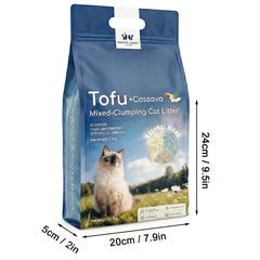 Multi-Buy Discounts, Premium Plant-based Cassava Tofu Mixed Cat Litter (2.3*1 Kg), Deodorizing Cassava Tofu Cat Litter - Clumping, Low Dust, Easy To Clean, Fast Clumping, Odor Control, Non-stick Bottom, Flushable, New Upgraded Formula, Long-lasting