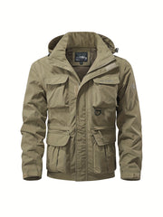 Detachable Windbreaker Hooded Jacket, Men's Casual Multi Pocket Cargo Jacket Vest for Outdoor Activities