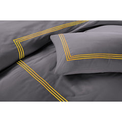 Embroided Baratta Stitch Duvet Cover Set with Matching Pillowcases - Ultra-soft Brushed Microfibre – Chic & Modern Design – Easy Care & Machine Washable