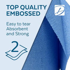 DHANZIPAK 12 x Pack Blue Centrefeed Rolls – 2-Ply, 46m Per Roll (200 Sheets) – 166mm Height – Super Absorbent & Strong Kitchen Roll – Ideal for Cleaning, Catering, Kitchens, Garages & Commercial Use