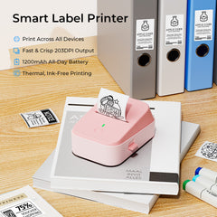 PM260B Portable Wireless Thermal Label Maker - 203DPI HD Printing, 1200mAh Long Battery, Auto-Calibration, Compatible with Mobile & Computer Systems, for Home Storage / Office Organization / Personal Item Sorting (Labels Included)