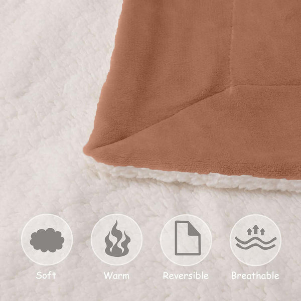 1pc Luxurious Double-Sided Sherpa Throw Blanket – Soft, Warm & Cozy Contemporary Blanket, Machine Washable, Perfect for Couch, Bed, Office & Travel, Ideal Gift