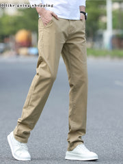 [Tongtongbang Selection OBM] 2pcs Set of Stretch Men'S Chino Pants, Light Business Semi-Formal Casual Straight Trousers