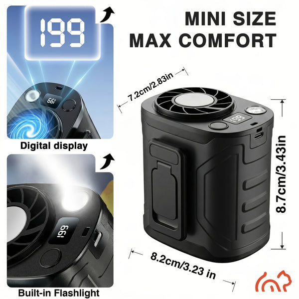 Portable Waist Clip Fan, 5-in-1 Handheld Desk And Wearable Fan, 199 Adjustable Speed Settings, with LED Display, Night Light, Quick Charging, Shock-resistant Design, Father's Day Gift, Suitable for Indoor And Outdoor Cooling