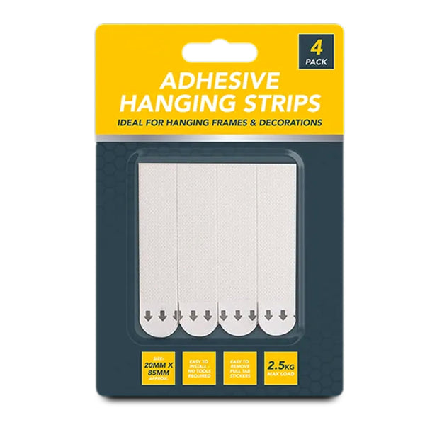 Lizzy 4 Pack (8 Strips) Adhesive Hanging Strips | Damage-Free Picture Frame Hooks for Wall Décor, Mirrors, Decorations | Easy Install & Remove, No Nails or Tools Required | Max Load 2.5KG