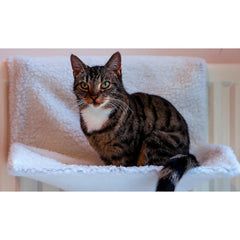 Cat Radiator Bed | Warm Fleece Hammock With Washable Cover | Hanging Radiator beds For Indoor Cats for Kittens & Cats (44x29x23cm) (White Pet Radiator Bed)