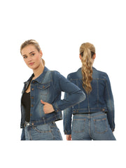 NOROZE Women’s Washed Detail Denim Jacket – Ladies Trucker Classic Western Design Denim Jeans Jacket – UK Sizes 8-20