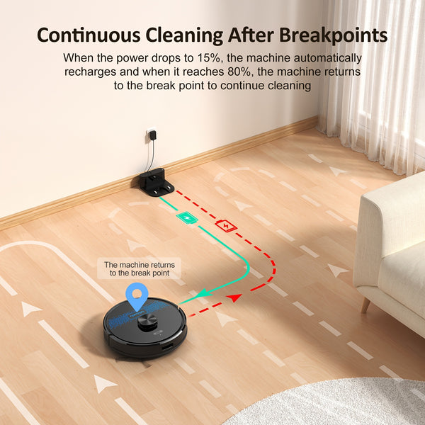 Lubluelu 2025 Latest SL60 Ultra 4500Pa Robot Vacuum And Mop Combination, Automated Vacuum, Self-Recharging, Anti-Siphon, 55Db Quiet Operation, Ultra-Slim Design, 5 Mapping Options, 24 Restricted Areas for Pet Hair on Carpets And Hard Floors