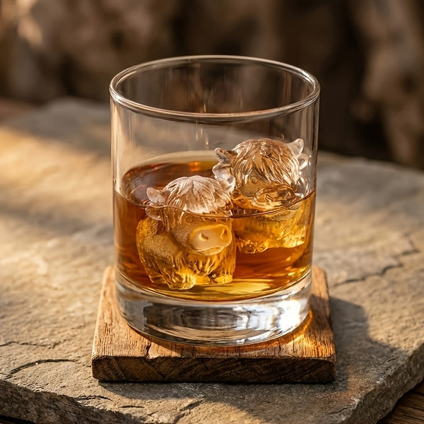 1/2pcs Mini Highland Cow Ice Cube Mold – Cute 3D Ice Cubes, Suitable for Drinks, Parties, and Gifts - Mini Highland Cow Ice Cube Mold