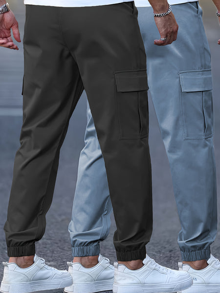 2pcs Men's Cargo Pants - Multifunctional Pockets, Adjustable Drawstring, Suitable for Everyday Casual and Formal Wear in All Seasons - Great Birthday/Christmas Gift - Machine Washable and Durable, a Must-have for Outdoor Enthusiasts