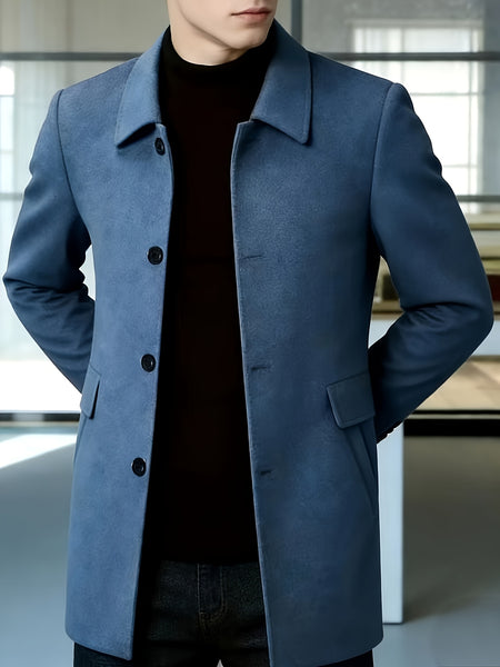 [Wanrenshan OBM] 2025 American Style New Men'S Casual Classic Versatile Solid Color Side Double Pocket Easy Design Handsome Dad Wrinkle-Resistant Non-Iron Single-Breasted Light Luxury Trench Coat