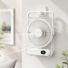 Rechargeable USB Desktop Fan (5000Mah Battery Included): Ultra-Quiet Operation with a Foldable Design And Digital Battery Level Display. Constructed from Durable Acrylic Material. A Device Perfect for Home Use