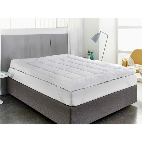 1pc Hotel Quality Mattress Topper - 4-Inch/10cm Thick Plush Bed Pad with Quilted Cover, Compatible for Single/Double/King Beds, Machine Washable White Mattress (Elastic Straps for Secure Fit)
