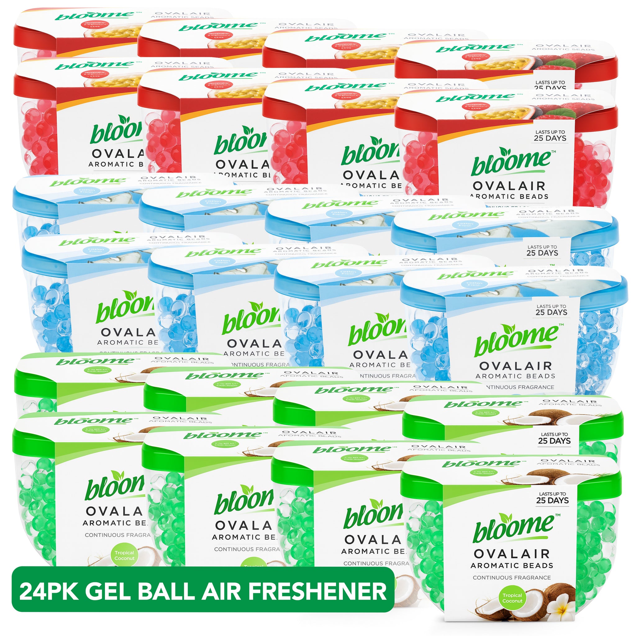 24 Pack Gel Ball Air Freshener | Bead Air Freshener with Assorted Scents | Oval Home Air Freshener for Bedroom Bathroom Living Room | Long Lasting Room Fragrance Up to 25 Days