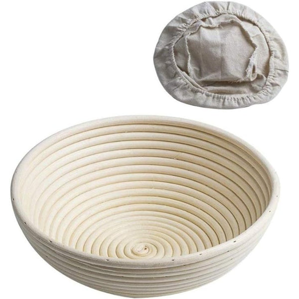 Proofing Basket Round 9.84 Inch, Natural Rattan Bread Proofing Basket with Cloth Liners, Proofing Bread Basket, Bread Making Accessories