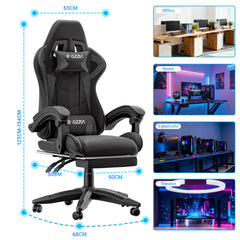 GartistGo Gaming Chair With footrest,Computer Chairs with Lumbar Cushion + Headrest, Height-Adjustable Office Chair for Adults, Girls, Boys