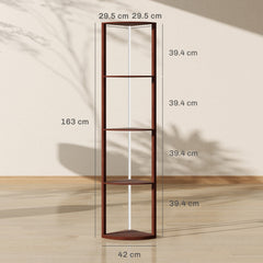LED Floor Lamp with Shelves, 5-Tier Dimmable Standing Lamp with Adjustable Brightness and Foot Switch, Modern Corner Display Shelf Unit for Living Room Bedroom Office