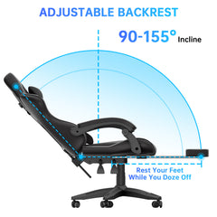 GartistGo Gaming Chair With footrest,Computer Chairs with Lumbar Cushion + Headrest, Height-Adjustable Office Chair for Adults, Girls, Boys