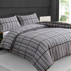 Luxury Reversible Duvet Cover Set with Matching Pillowcases – Single, Double, King & Super King Sizes – Soft Breathable Microfiber Bedding Set UK – Brick Pattern