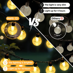 1pc 16.33/22.9/39.3ft (4.98/6.98/11.98m) 20/50/100 LED Bubble Globe Fairy Lights, Outdoor Solar String Lights, Ipx4, 1.7cm Ball, Button Control, for Summer Garden Patio Yard Trees Wedding Birthday Party