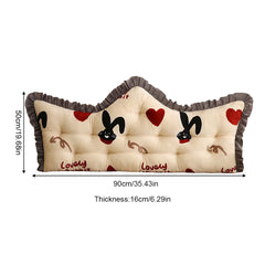 Luxurious Headboard Backrest Cushion with Ruffle Trim - Love Rabbit, Large Backrest Pillow, Princess-style Crown-Shaped Reading Cushion, Perfect for Bedroom/Sofa/Chair/Home Decor