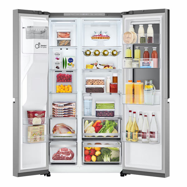 LG GSXE81PYBD Side by Side Fridge Freezer with Instaview, D Rated in Silver