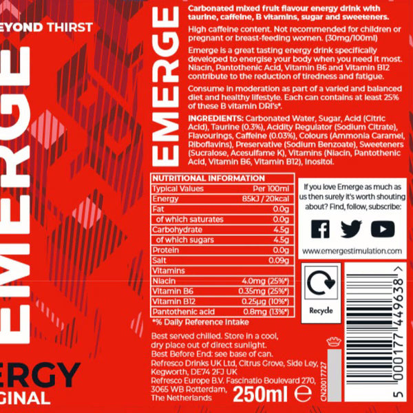 Emerge Energy Drink, 24 X 250Ml