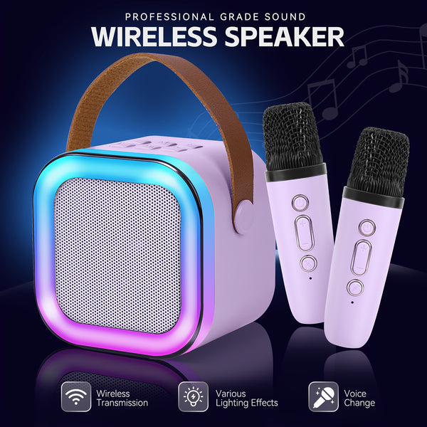 [Wireless Speakers] Wireless Speakers, Portable Speakers, Dual Microphones, RGB Lighting Effects, Multiple Voice-Changing Modes, Suitable for Family Gatherings, Birthday Parties, Outdoor Beaches, And Home Karaoke Machines