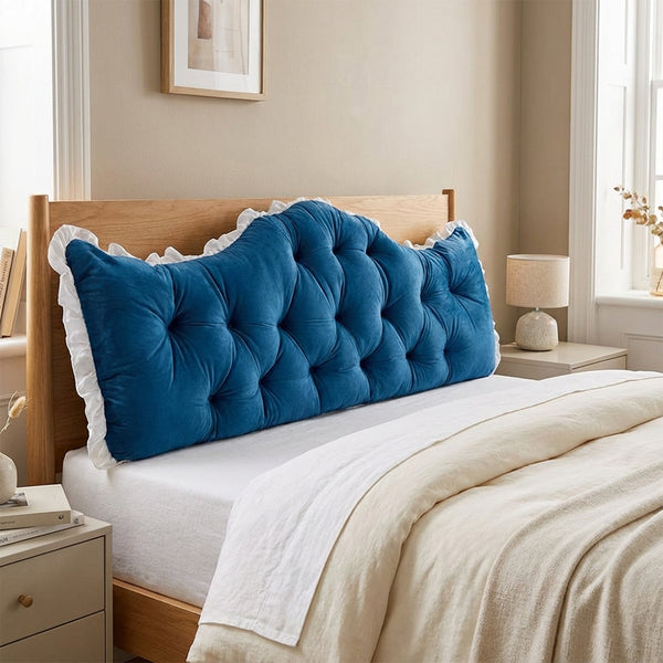 Large Ultra-Soft Comfortable Plush Backrest Pillow, Princess Style Reading Cushion, Neck and Back Support, Luxurious Fashionable Home Style Multifunctional Lace Ruffled Headboard Cushions, Suitable for Bedroom, Living Room, Dorm, Sofa Home Decor, Machine