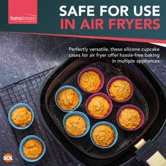 24–48 Pack Silicone Cupcake Cases Reusable | Non Stick Muffin Baking Cups & Cake Moulds | Dishwasher Safe Heat Resistant Cupcake Moulds for Oven & Air Fryer | Colourful Flexible Silicone Baking Cases for Muffins, Cupcakes & Desserts