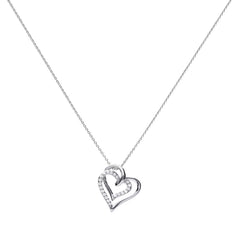 Diamonfire Sterling Silver Cubic Zirconia Overlaid Hearts Necklace