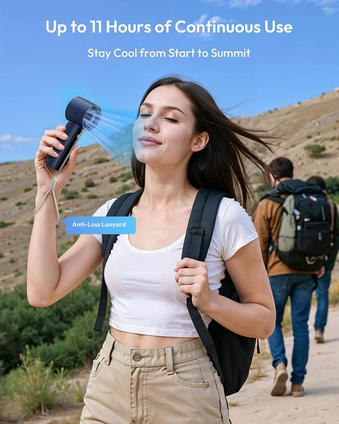 Gaiatop Powerful Handheld Fan Rechargeable, High Speed 100-Level Turbo Cooling, Portable Pocket Small Hand Fan, Summer Outdoor Travel Essentials, Dad Gifts for Men Women, Navy Blue