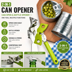Stainless Steel Butterfly Portable Manual Can Opener - Safe, Heavy Duty Tin Opener UK with Non-Slip Handle and Easy Grip- Ideal for Kitchen