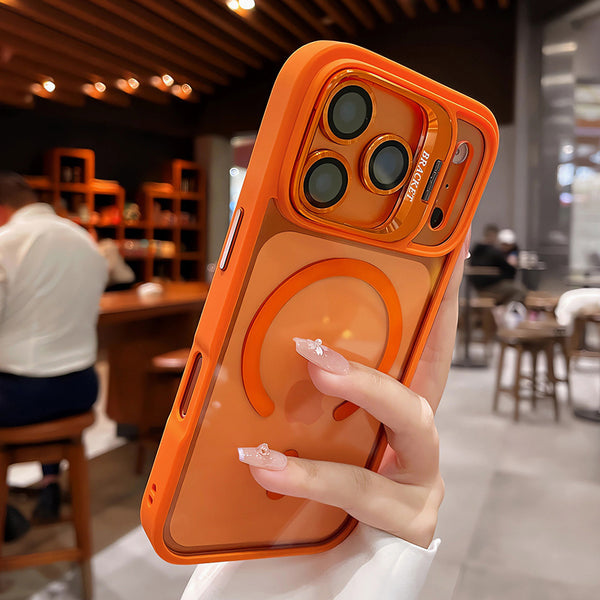 Phone Case: Luxury Matte Transparent Non-slip Shockproof Magnetic Bracket Phone Case for iPhone 17 Air 16 15 14 13 12 11 Pro Max Plus with Lens Film Protection Cover