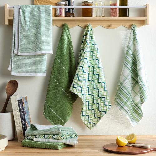 Kelly Collection Kitchen Towels 8 Pack, in Green