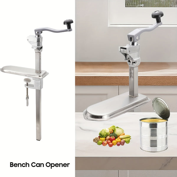 Bench Can Opener, Heavy Duty Tin Opener, Stainless Steel Desktop Can Opener for Commercial Kitchen Hotel Food Factory, Silvery