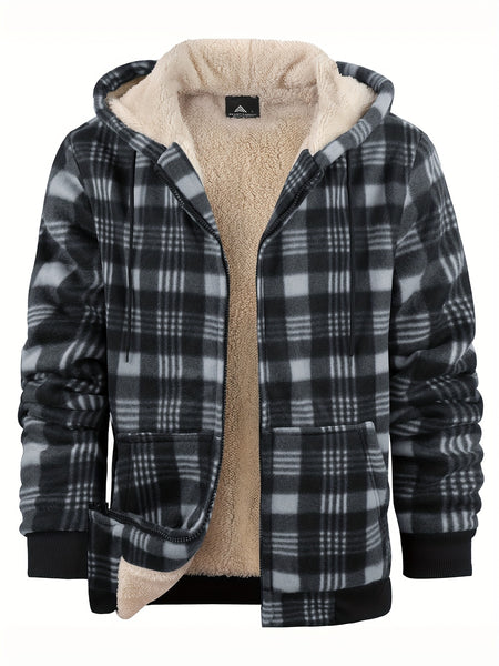Jacket for Men Heavyweight Fleece Hoodies Thick Sherpa Lined Flannel Plaid Shirt Jacket