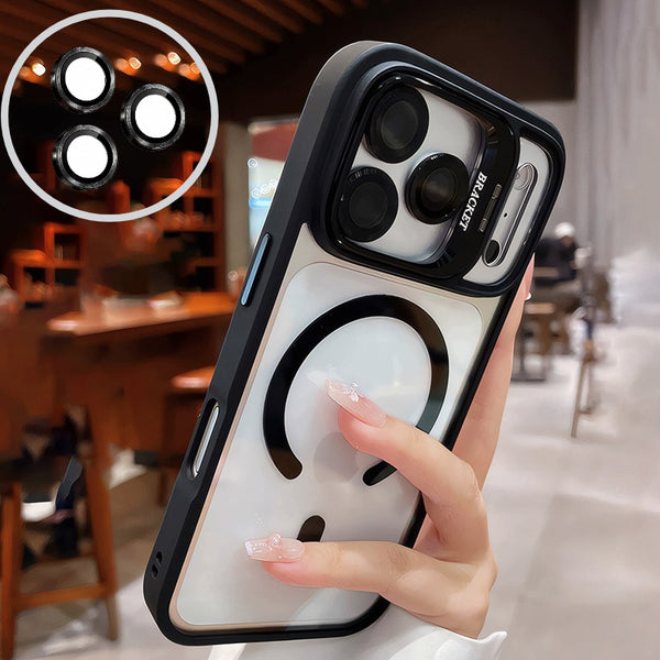 Phone Case - 2pcs (1pc Phone Case And 1pc Camera Lens Protector) Luxury Magnetic Shockproof Phone Case Compatible with Iphone 17, 16, 15, 14, 13, 12, 11 Pro Max Plus Air 16E, Featuring a Lens Holder And Glass Lens Protector