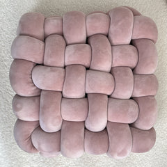 1pc Hand-woven Square Cushion Knot Pillow