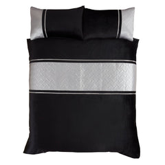 Capri Duvet Cover Set – Single, Double, King & Super King Sizes | Luxury Bedding with Metallic Panel in Black & Silver, Black & Gold | Soft & Durable Polycotton (50% Cotton, 50% Polyester) – Comfortable & Easy-Care Quilt Cover with Matching Pillowcases |