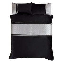 Capri Duvet Cover Set – Single, Double, King & Super King Sizes | Luxury Bedding with Metallic Panel in Black & Silver, Black & Gold | Soft & Durable Polycotton (50% Cotton, 50% Polyester) – Comfortable & Easy-Care Quilt Cover with Matching Pillowcases |