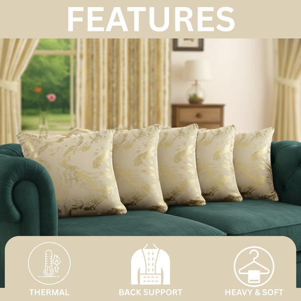 Set of 4 Marble Style Cushions Filled, Soft Decorative Pillows for Sofa, Couch, Bed & Living Room, Modern Gold Marble Pattern Accent for Home Décor