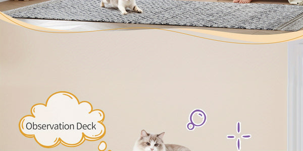 98cm Cat Tree, Cat Tower for Indoor Cats, Multi-Level Cats House Furniture with Scratching Post, 2 Caves, Large Platform, Scratching Ramp, Pompom, Light Grey