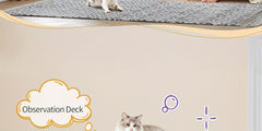 98cm Cat Tree, Cat Tower for Indoor Cats, Multi-Level Cats House Furniture with Scratching Post, 2 Caves, Large Platform, Scratching Ramp, Pompom, Light Grey