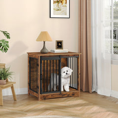 Hzuaneri 69cm Dog Crate, Furniture, Dog Kennel, 2 Doors, Modern Dog House, Suitable for Small and Medium Dogs, Side Table, Family Doghouse, 49 X 69 X 64.5cm, Rustic Brown