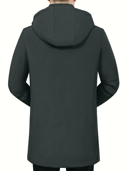 Hat-less Mid-Length Faux Winter Padded Checkered Lining Coat with Double Inner Pockets and Ribbed Cuffs