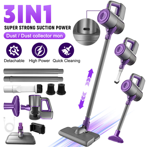 Handheld Stick Vacuum | Strong Suction, Dust Cup, Multiple Modes for Vacuuming, Mopping, and Sweeping | USB Charging, 60dB Low Noise, Compact Design, Ideal for Home, Carpets, Pet Hair Cleaning. Mother'S Day Gift/Birthday gift.