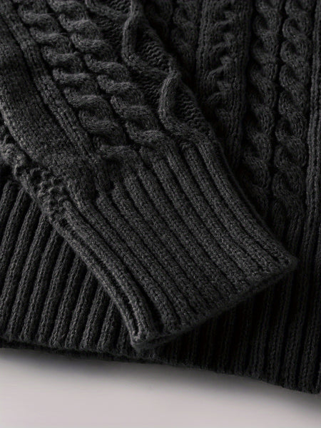 2025 Winter American Stand-Up Collar Half-Zip Knit Aran Sweater Mr. Pony Knitwear Pullover Card
