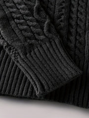 2025 Winter American Stand-Up Collar Half-Zip Knit Aran Sweater Mr. Pony Knitwear Pullover Card